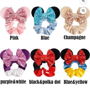 Colorful DISNEY Mouse Ear Hair Scrunchies Set